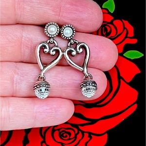 Brighton Silver Pearl and Swarovski earrings, rare